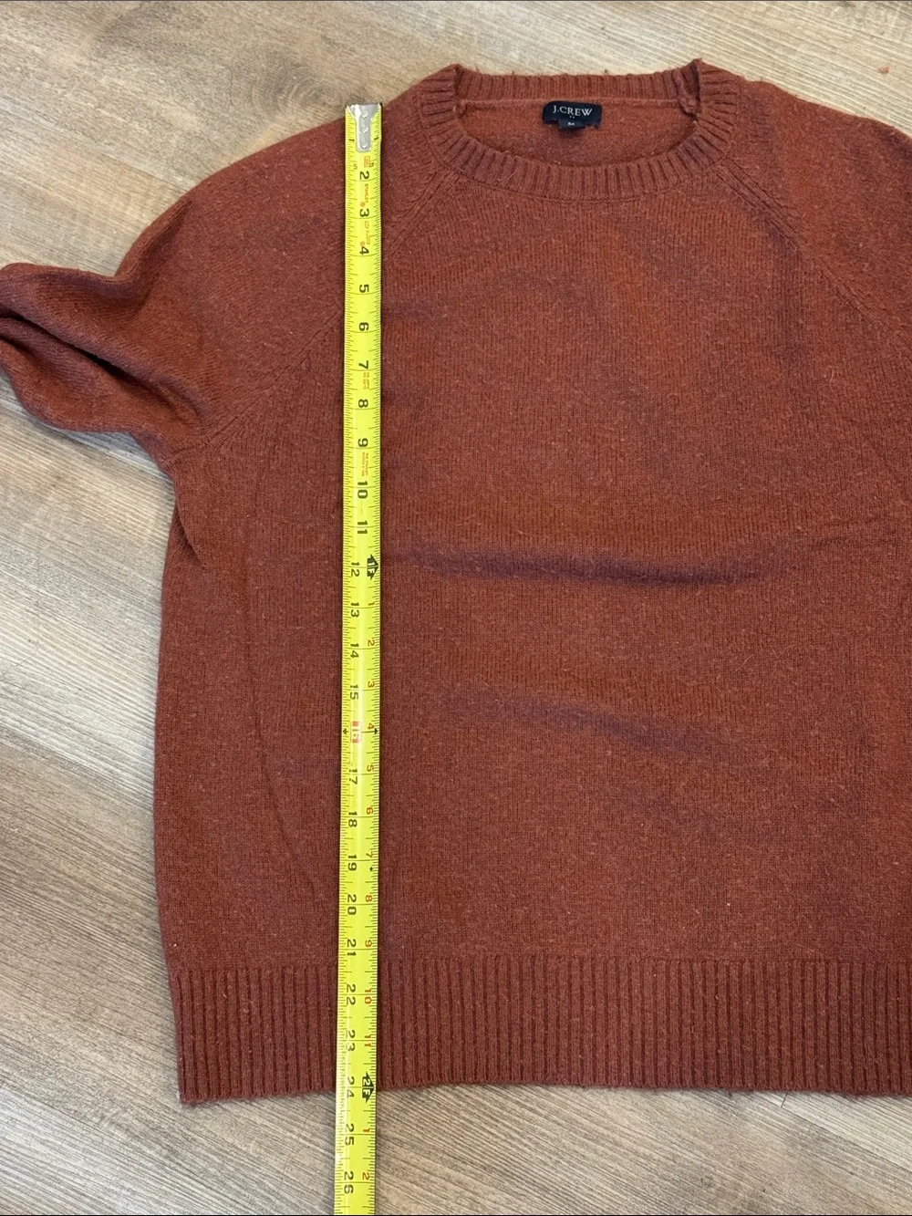 J. Crew Men’s Classic Crewneck Burnt Orange Rust Sweater Lamb’s Wool Blend